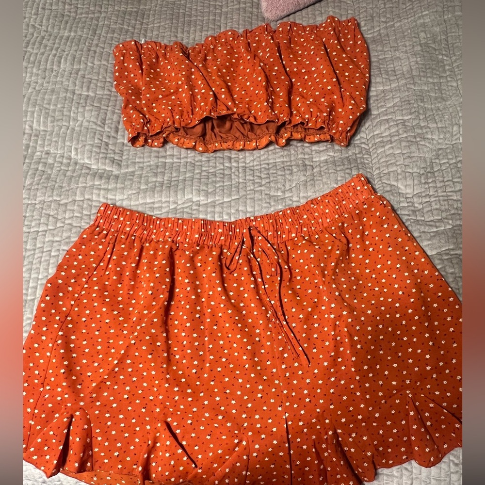 Orange Polka Dot Women's two piece set NWT